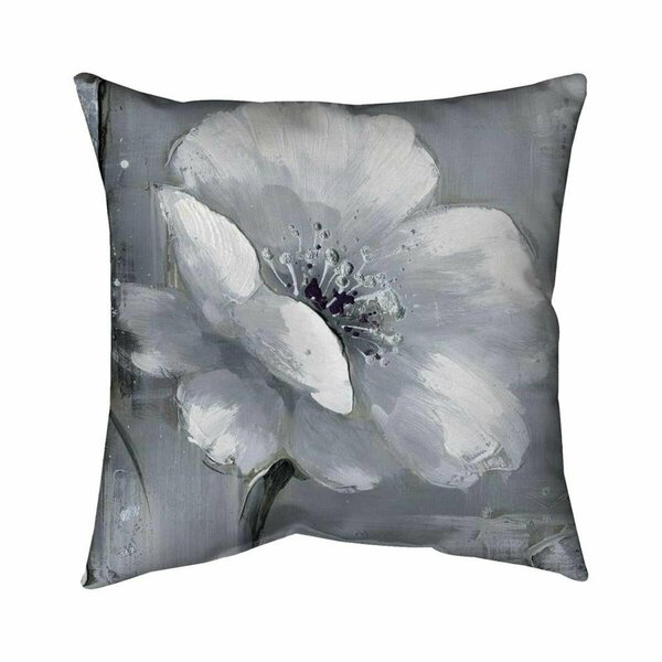 Fondo 20 x 20 in. Grey & White Flowers-Double Sided Print Indoor Pillow FO2773804